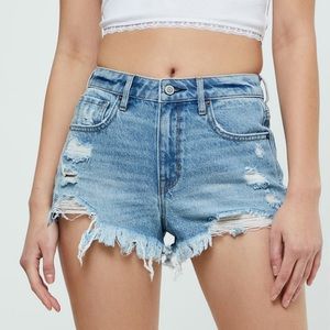 PacSun Lido Blue High Waisted Denim Festival Shorts